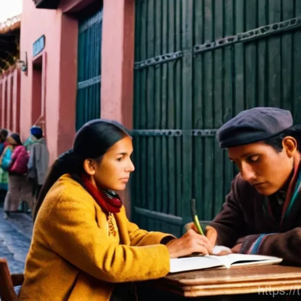 페루에서 스페인어 배우기 - **Cusco's Ancient Charm for Spanish Learners:** A vibrant, eye-level shot of a young adult, gender-n...