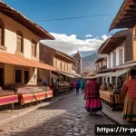 페루 아야쿠초 사원 방문 - **Ayacucho's Colonial Charm with Lively Market Scene:**
A vibrant and detailed image of a bustli...