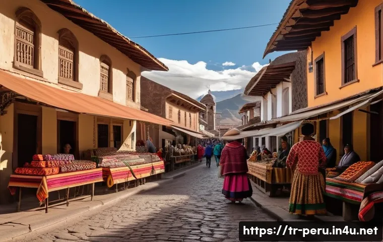 페루 아야쿠초 사원 방문 - **Ayacucho's Colonial Charm with Lively Market Scene:**
    A vibrant and detailed image of a bustli...